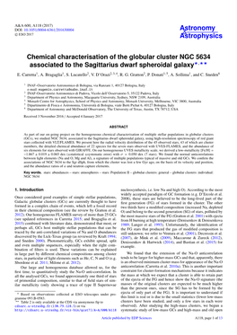Chemical Characterisation of the Globular Cluster NGC 5634 Associated to the Sagittarius Dwarf Spheroidal Galaxy?,?? E