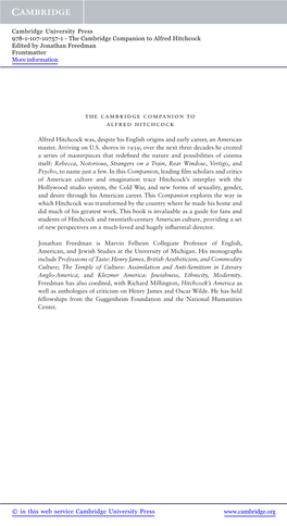 The Cambridge Companion to Alfred Hitchcock Edited by Jonathan Freedman Frontmatter More Information