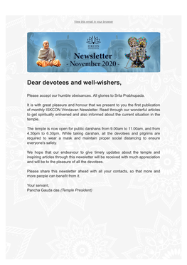 Dear Devotees and Well-Wishers