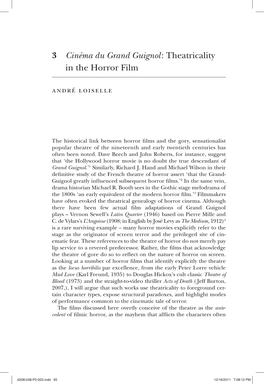 3 Cinéma Du Grand Guignol : Theatricality in the Horror Film
