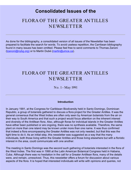 Flora of the Greater Antilles Newsletter No. 1