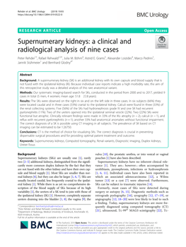 Supernumerary Kidneys: a Clinical and Radiological Analysis of Nine Cases Peter Rehder1†, Rafael Rehwald2,3†, Julia M