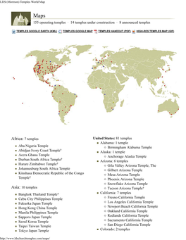 LDS (Mormon) Temples World Map