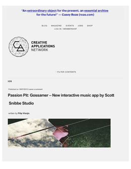 Passion Pit: Gossamer – New Interactive Music App by Scott Snibbe Studio