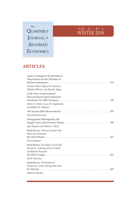 WINTER 2018 Journal of Austrian Economics