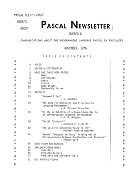 Pascal Newsletter Number 6
