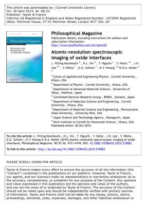 Philosophical Magazine Atomic-Resolution Spectroscopic
