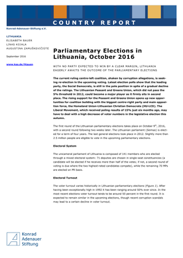 Parliamentary Elections in Lithuania, October 2016