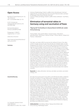 Open Access Elimination of Terrestrial Rabies in Germany Using Oral