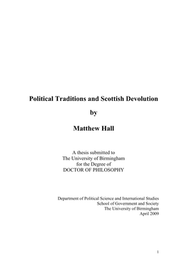 Political Traditions and Scottish Devolution