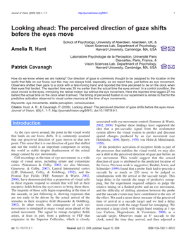 Looking Ahead: the Perceived Direction of Gaze Shifts Before the Eyes Move