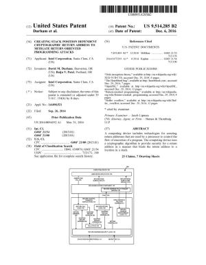 (12) United States Patent (10) Patent No.: US 9,514,285 B2 Durham Et Al