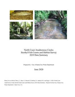 North Coast Anadromous Creeks Snorkel Fish Counts and Habitat Survey 2019 Data Summary