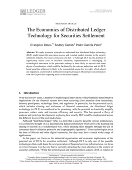 The Economics of Distributed Ledger Technology for Securities Settlement
