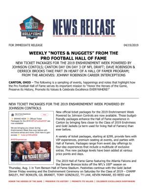 “Notes & Nuggets” from the Pro