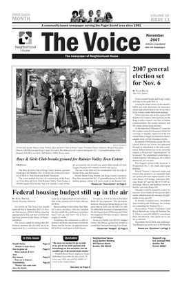 2007 General Election Set for Nov. 6 Federal Housing Budget Still Up