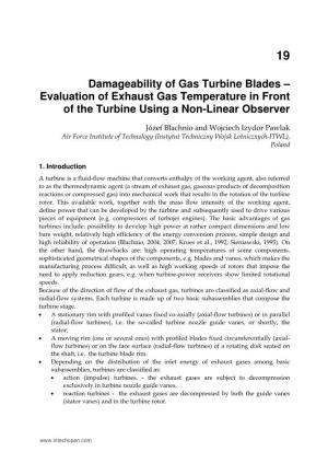 Damageability of Gas Turbine Blades – Evaluation of Exhaust Gas Temperature in Front of the Turbine Using a Non-Linear Observer