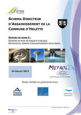 Schema Directeur D'assainissement De La Commune D'helette