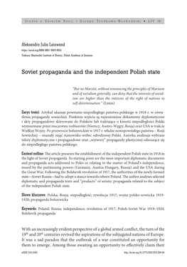 Soviet Propaganda and the Independent Polish State