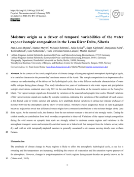 Moisture Origin As a Driver of Temporal Variabilities of The