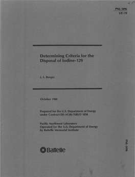 Determining Criteria for the Disposal of Iodine-129