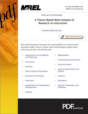 A Theory-Based Meta-Analysis of Research on Instruction