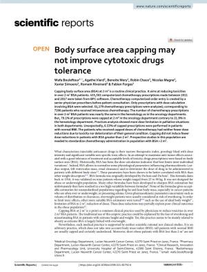 Body Surface Area Capping May Not Improve Cytotoxic Drugs Tolerance