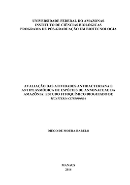 Universidade Federal Do Amazonas Instituto De Ciências Biológicas Programa De Pós-Graduação Em Biotecnologia