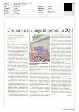 Corporate Earnings Improved in 2Q