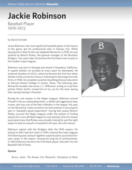 Jackie Robinson Baseball Player 1919-1972