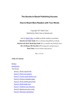 Coker – Secrets to Ebook Publishing Success