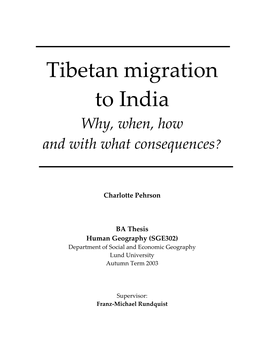 Tibetan Migration to India