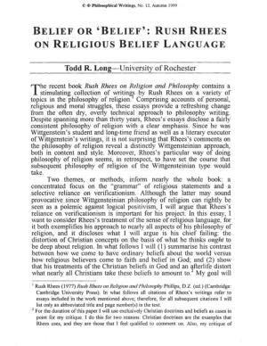 Rush Rhees on Religious Belief Language