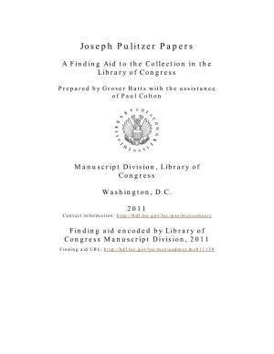 Joseph Pulitzer Papers