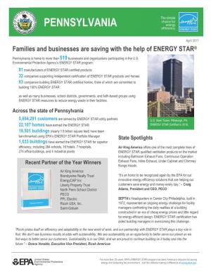 Pennsylvania ENERGY STAR Fact Sheet