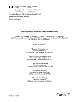 The Gully Marine Protected Area Data Assessment