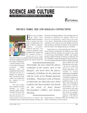 Physics Nobel 2020 and Kolkata Connections