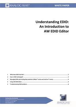 Understanding EDID: an Introduction to AW EDID Editor