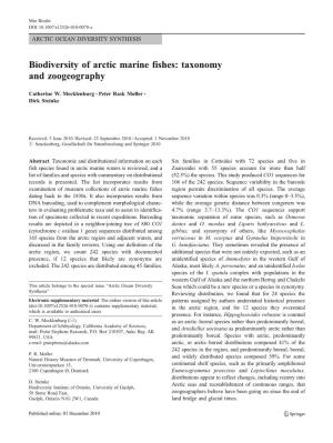 Biodiversity of Arctic Marine Fishes: Taxonomy and Zoogeography