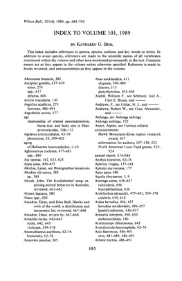 Index to Volume 101, 1989