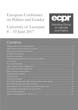 European Conference on Politics and Gender University of Lausanne 8