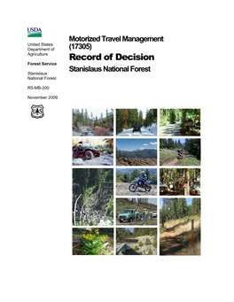 Record of Decision Forest Service Stanislaus National Forest Stanislaus National Forest