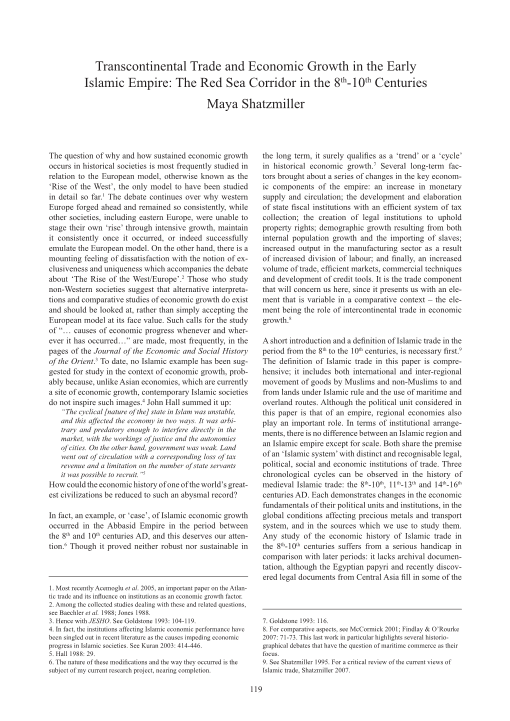 Transcontinental Trade and Economic Growth