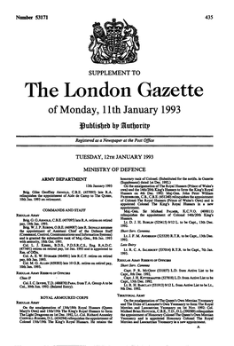 The London Gazette of Monday, Llth January 1993 Bp