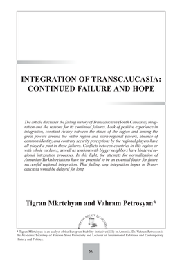 Integration of Transcaucasia: Continued Failure and Hope