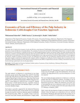 Economies of Scale and Efficiency of the Pulp Industry in Indonesia: Cobb-Douglas Cost Function Approach