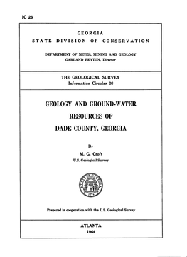 IC-26 Geology and Ground Water Resources of Dade County, Georgia