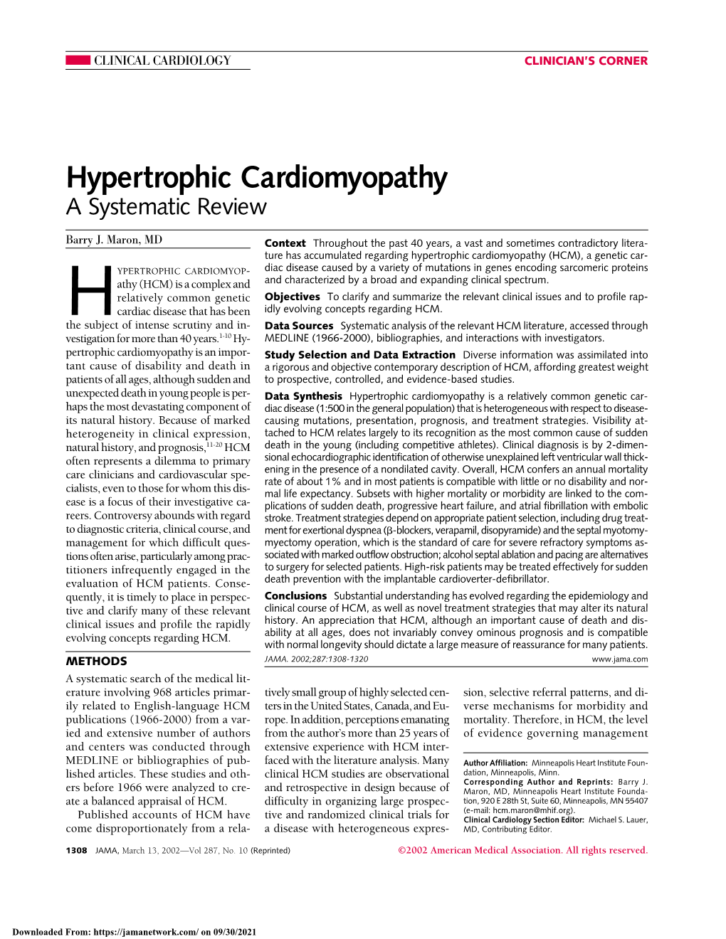 Hypertrophic Cardiomyopathy: a Systematic Review