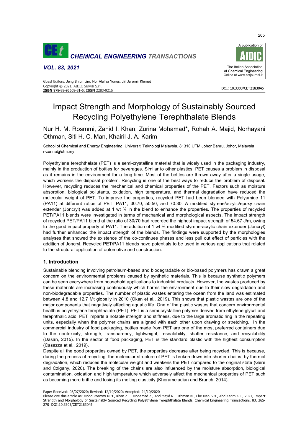 Impact Strength and Morphology of Sustainably Sourced Recycling