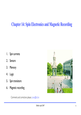 Chapter 14: Spin Electronics and Magnetic Recording